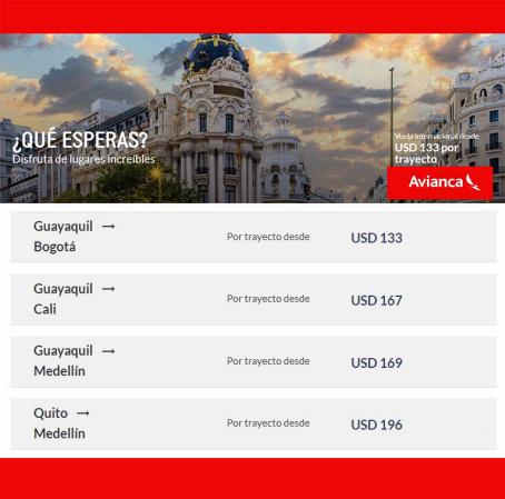 Ofertas de Viajes y Ocio | Promos imperdibles de Avianca | 4/8/2022 - 17/8/2022