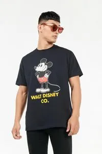 Oferta de Camiseta azul intenso oversize manga corta con estampado de Mickey por $10,9 en Koaj