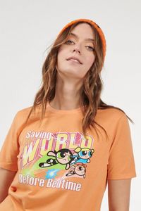 Oferta de Camiseta naranja claro cuello redondo con diseño de Chicas Superpoderosas por $5,9 en Koaj