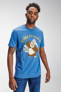 Oferta de Camiseta azul medio cuello redondo con estampado de Kung Fu Panda por $5,45 en Koaj