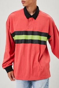 Oferta de Striped-Panel Polo Shirt por $12 en Forever 21
