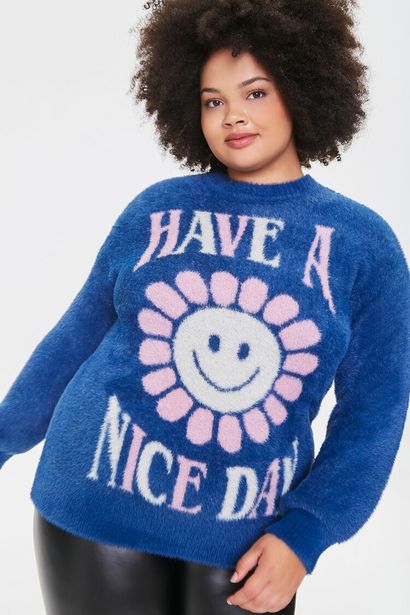 Oferta de Plus Size Daisy Sweater-Knit Pullover por $7 en Forever 21
