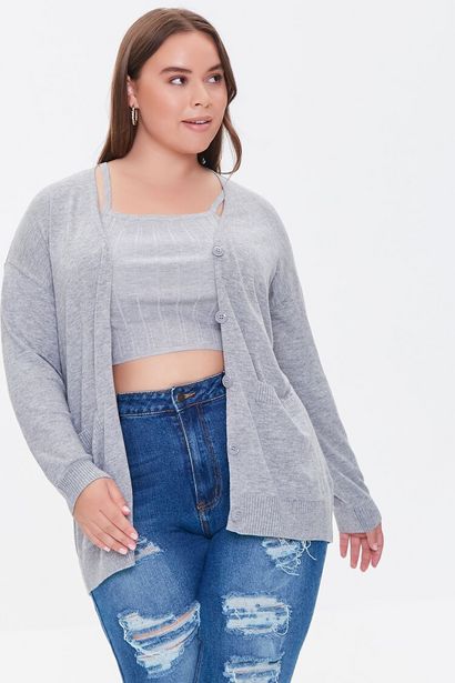 Oferta de Plus Size Pocket Cardigan Sweater por $9 en Forever 21