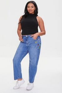 Oferta de Plus Size Embroidered Star Jeans por $10 en Forever 21