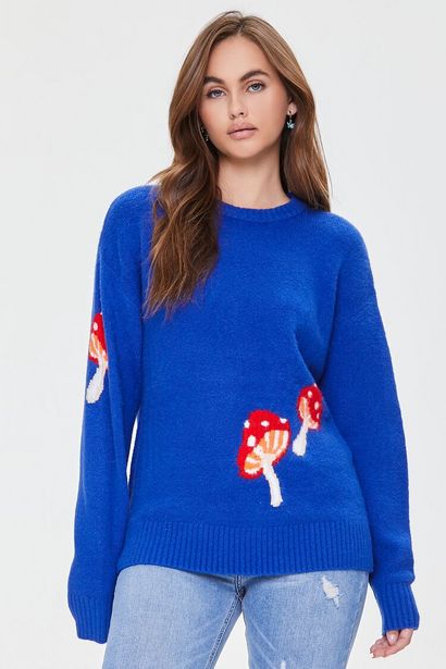 Oferta de Mushroom Ribbed-Trim Sweater por $12 en Forever 21