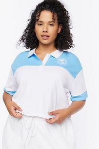Oferta de Plus Size Colorblock Cropped Polo Shirt por $8 en Forever 21