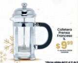Oferta de Cafetera prensa francesa 1L por $9,99 en Tia