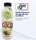 Oferta de Bebida hidratante con agua de coco Liv 440ml por $0,99 en Tia