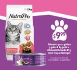 Oferta de Alimento para gatitos y gatos 2kg pollo + alimento húmedo 85g atún tilapia Nutrapro por $9,99 en Tia