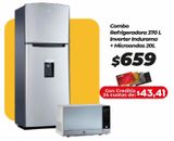 Oferta de Combo refrigeradora 370L inverter Indurama + microonda 20L por $659 en Tia