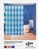 Oferta de Cortina plástica para baño Home Club 180 x 180cm por $2,99 en Tia