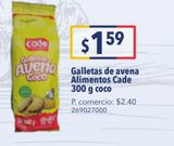 Oferta de Galletas de avena alimentos Cade 300gg coco por $1,59 en Tia